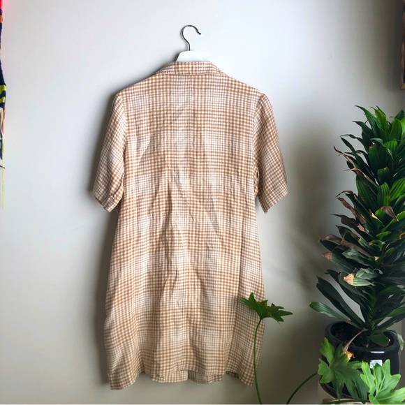 Everlane Linen Workwear Dress in Coffee Grid, Medium - Picture 3 of 3
